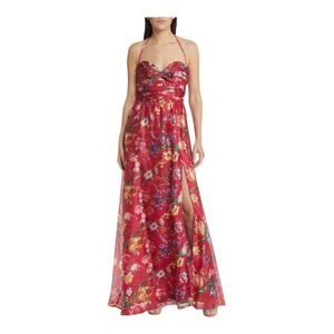 Marchesa Notte dress floral print gown red size 14